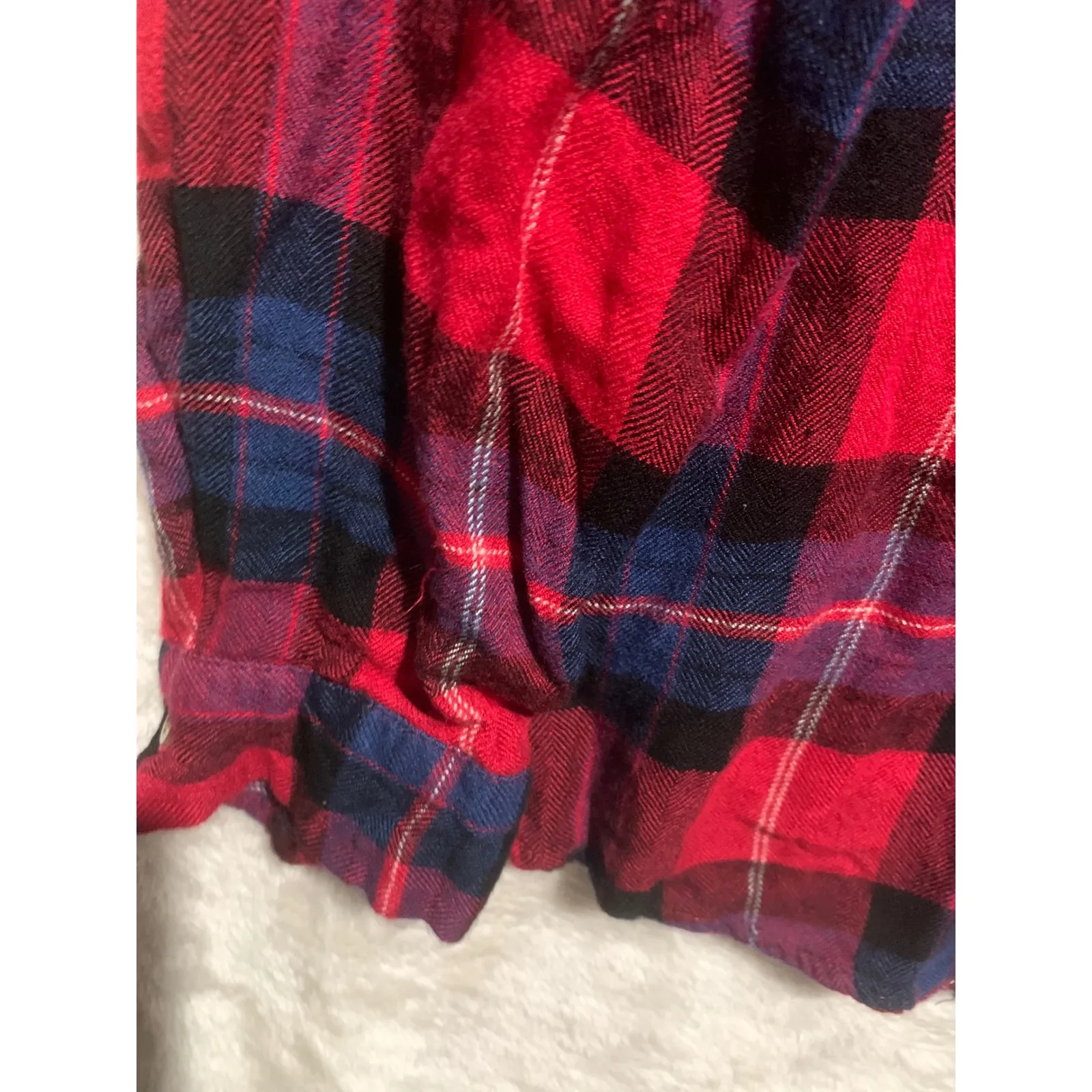 Maurice'Red Blue Black Plaid Long Sleeve Button Up Flannel Shirt Women's Medium - Image 4