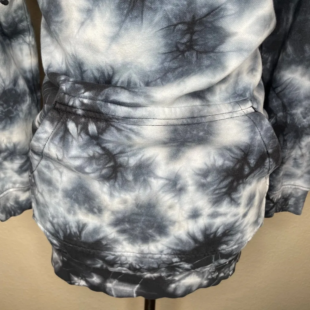 Women's Oversized Tie Die Kangaroo Pocket New York City Drawstring Hoodie S - Image 3
