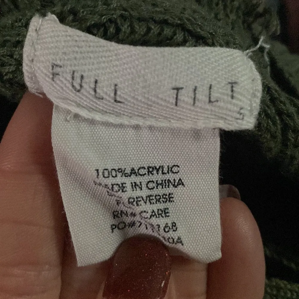 Full Tilt Army Green Crewneck Long Sleeve Sweater with Low Cut Out Back - Image 5