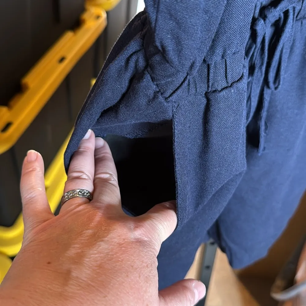 CiSono Navy Blue Linen Blend Romper Shorts Size 6 (Junior Medium) - Image 5