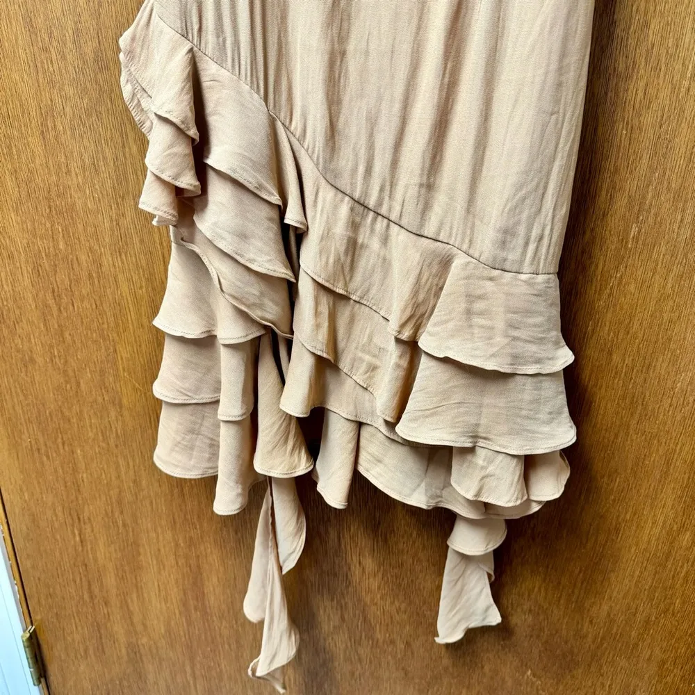NEW NBD Dua Mini Sleeveless Cocktail Dress Tiered Ruffles Nude Medium NWT - Image 6