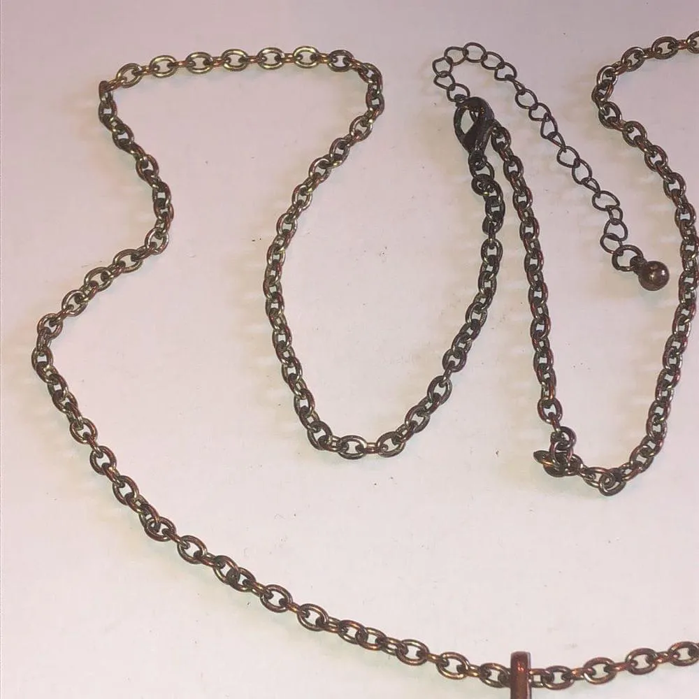 Brass Tone HUGE Boho Leaf Pendant Necklace - Image 5