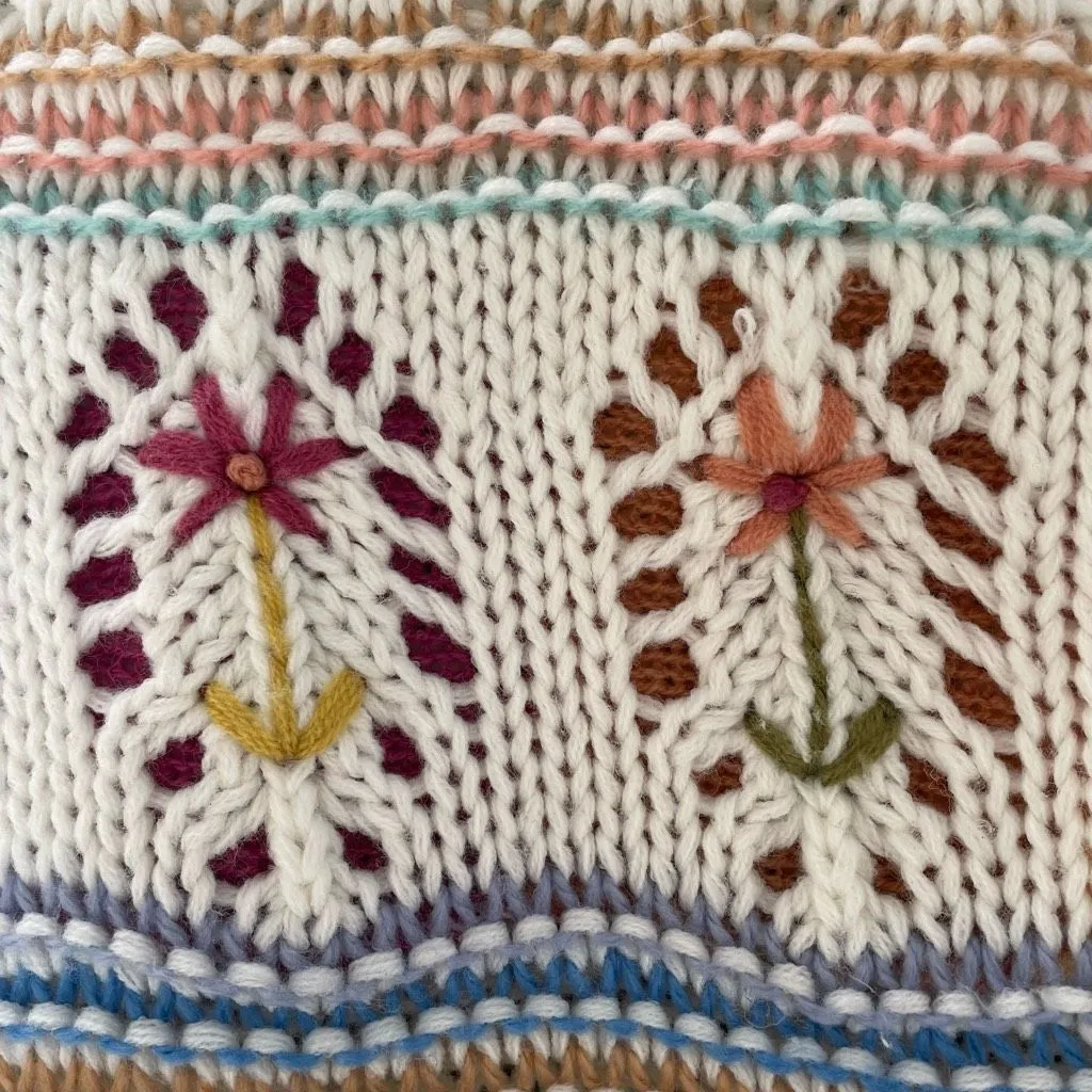 Vintage 90s Gitano Embroidered Flower Sweater XL Pink - Image 8