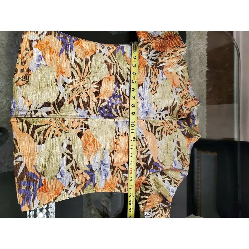 Silk Land Women Multicolor Floral Polyester Long Sleeve Full Zip Casual Jacket S - Image 9