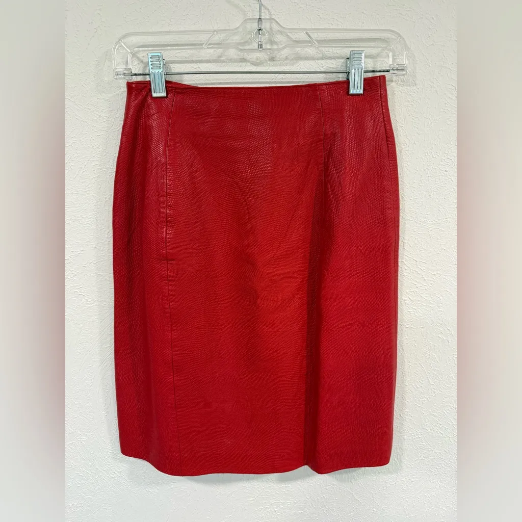 Andrew Marc Vintage Red Leather Jacket & Skirt Set Size Small VGUC - Image 10