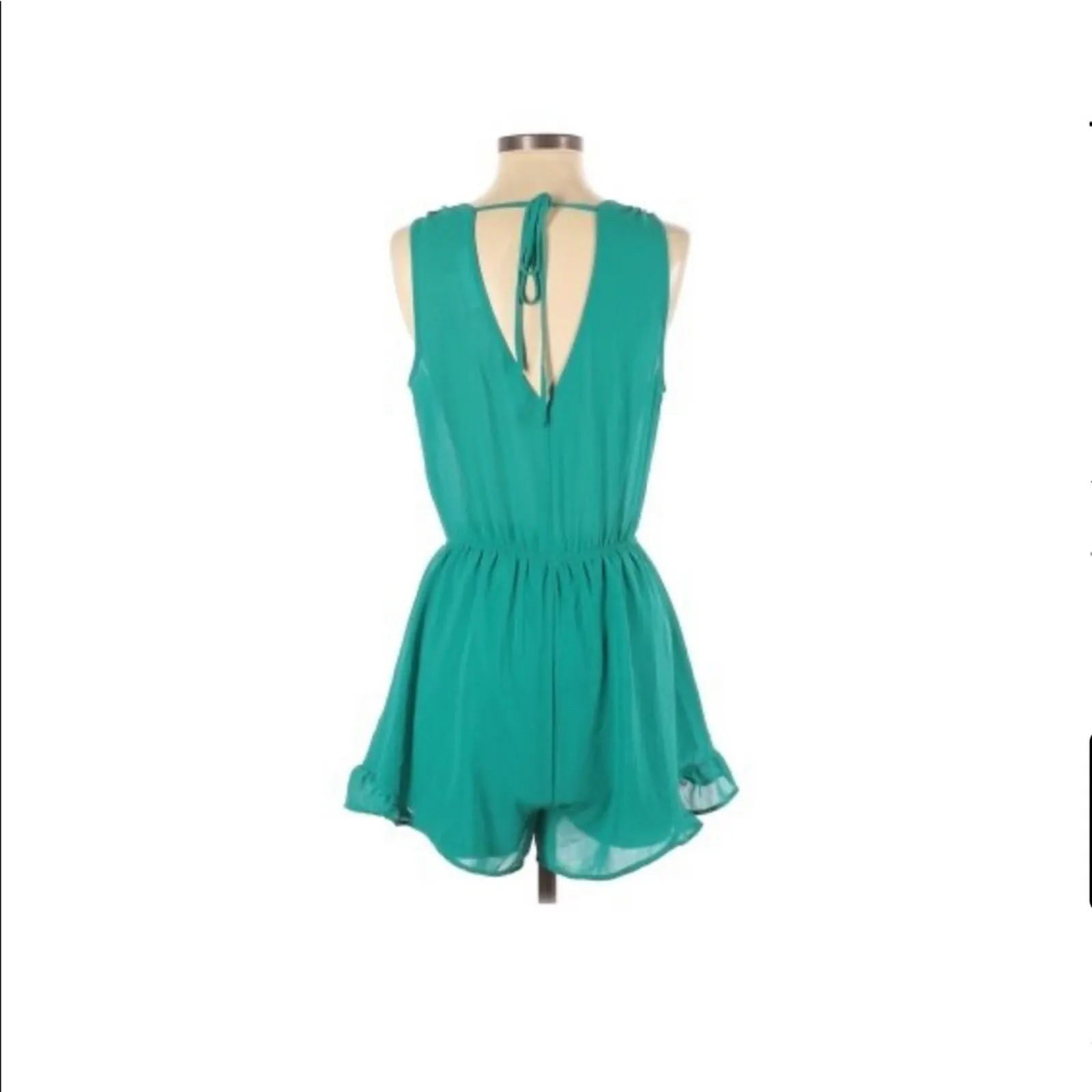 ASTR  Teal Ruffle Hem Romper Sz S - Image 4
