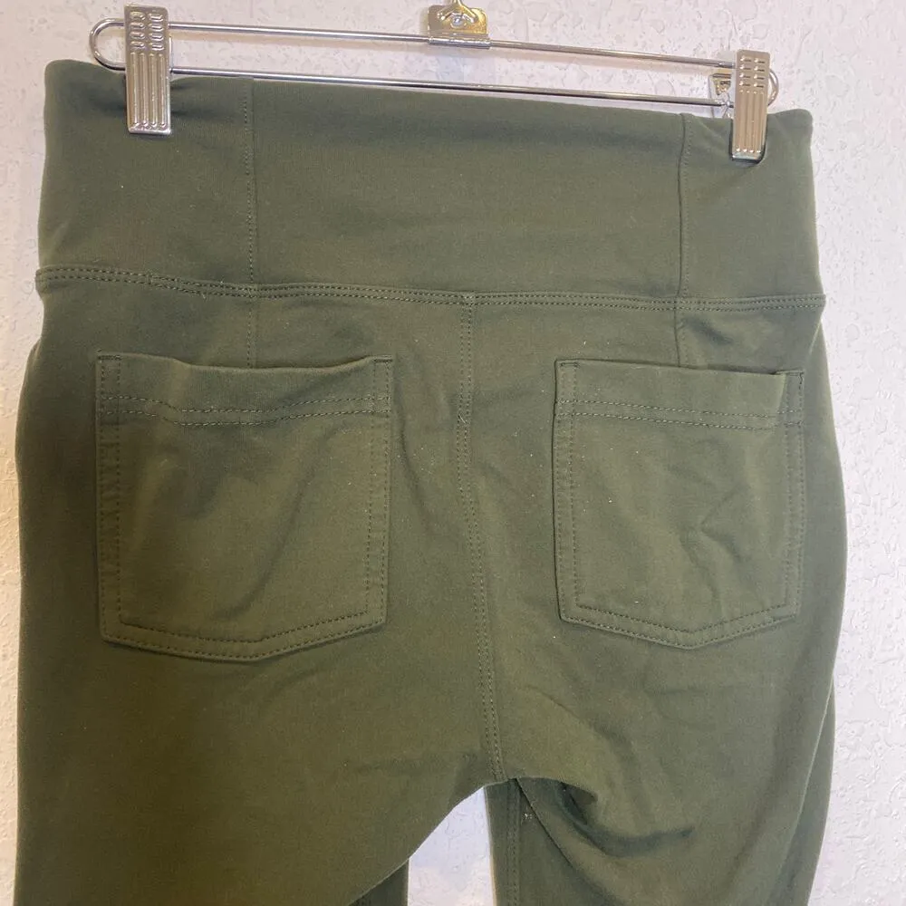 Athleta Green Stretch Leggings Pockets EUC Sz Sm Nylon Spandex Casual Fitted - Image 5