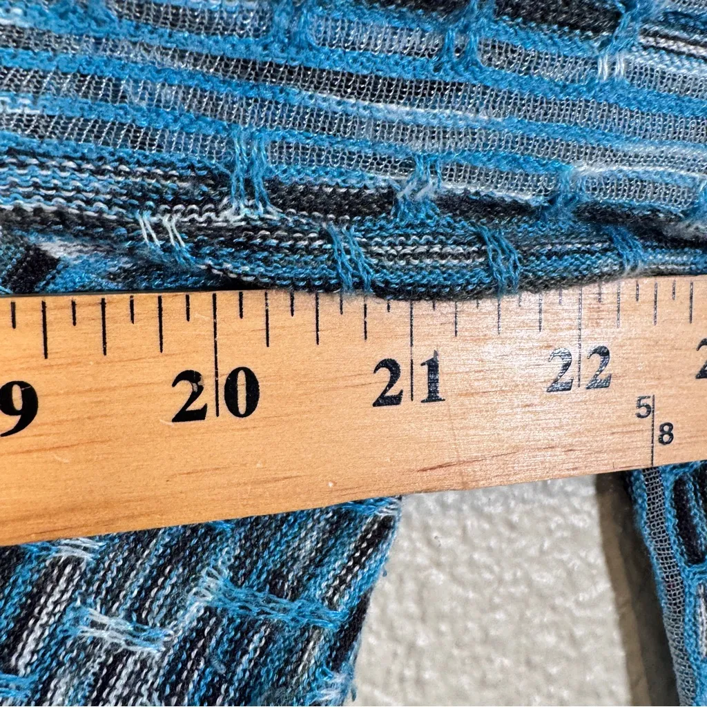 Nic & Zoe Blue Linen Blend Open Front Cardigan Sweater Womens MP Fall Casual - Image 2