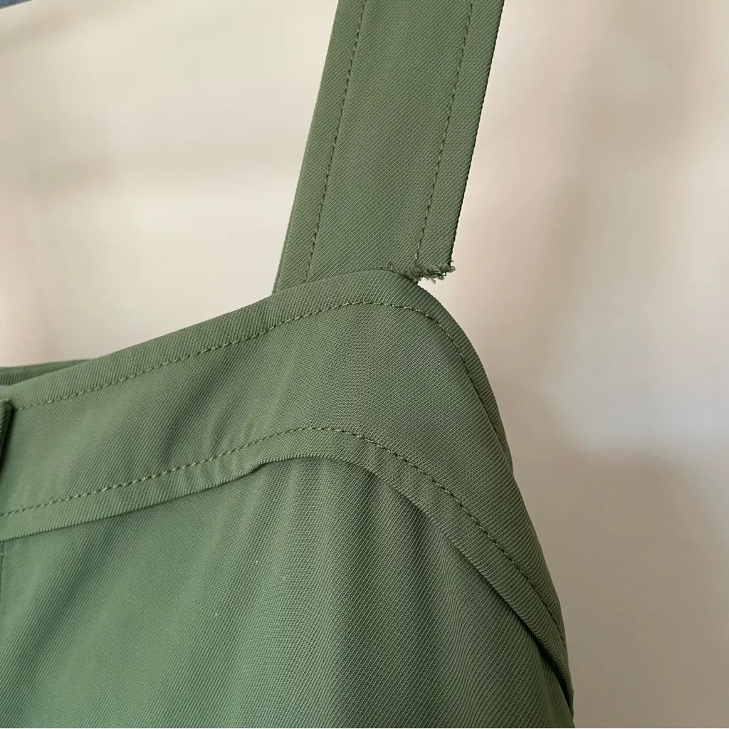 Everlane Chartreuse Green Japanese Goweave Picnic Button Front Midi Tank Dress 6 - Image 16