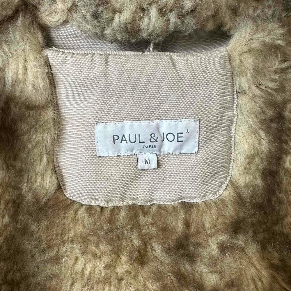 Paul & Joe Paris Faux Fur Hooded Field Jacket Size Medium Tan - Image 5