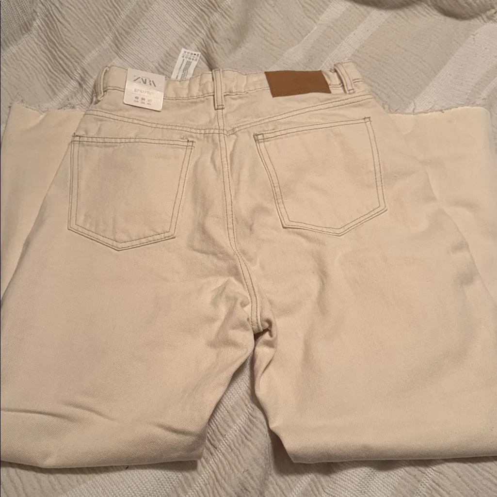NWT Zara Cream High-Rise Ankle Length Jeans - Image 5