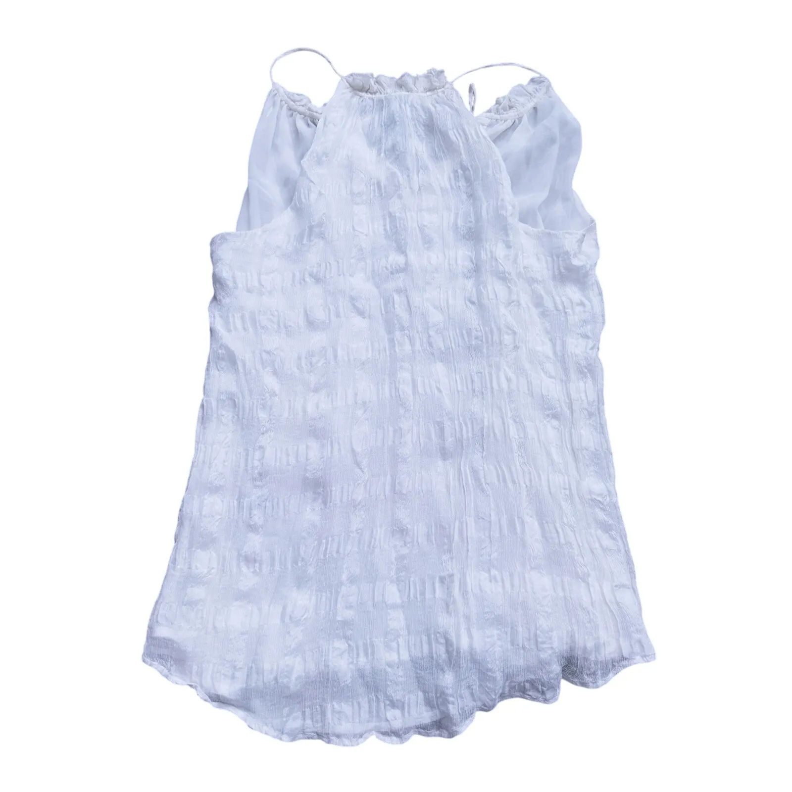 HD In Paris Fairy Ethereal Ruffle Sleeveless Blouse 4 Ivory White Romantic Boho - Image 5