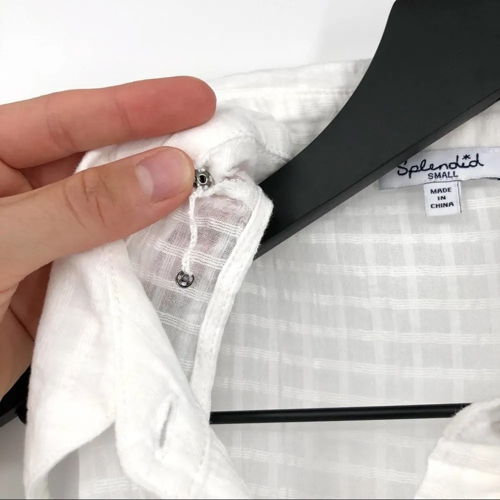 SPLENDID Draftsman Check Woven Shirt Dress White S - Image 7