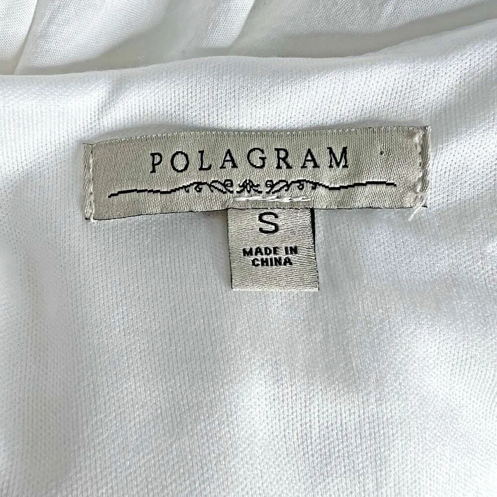 Polagram Ivory embroidered chinched floral short sleeve tie maxi dress size S - Image 11