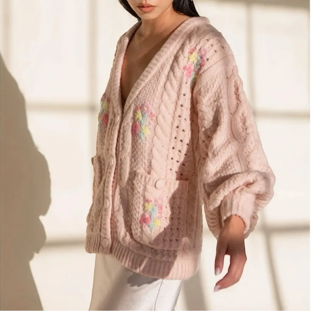 For Love And Lemons Amaryllis Button Down Cardigan Sweater Size M - Image 2