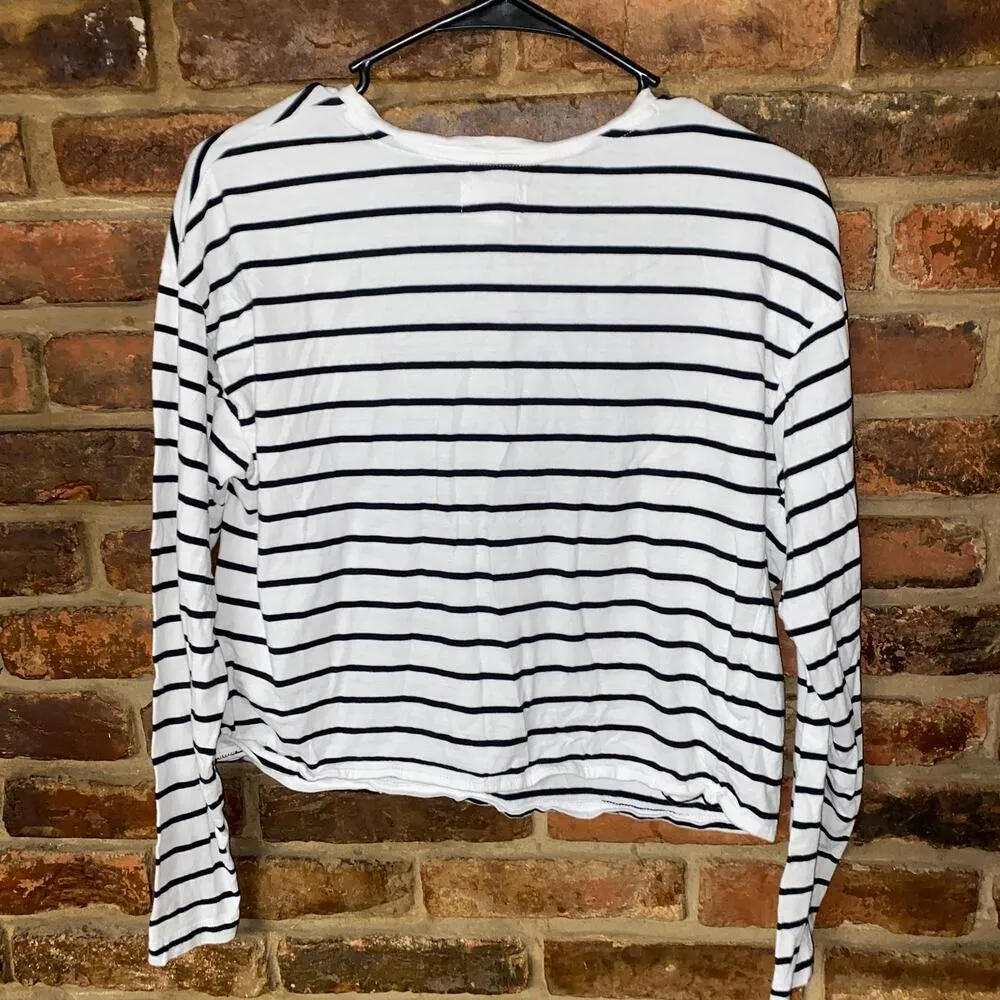 Isa & Ella J'Adore White Black Striped Long Sleeve Top Women's Size Large - Image 5