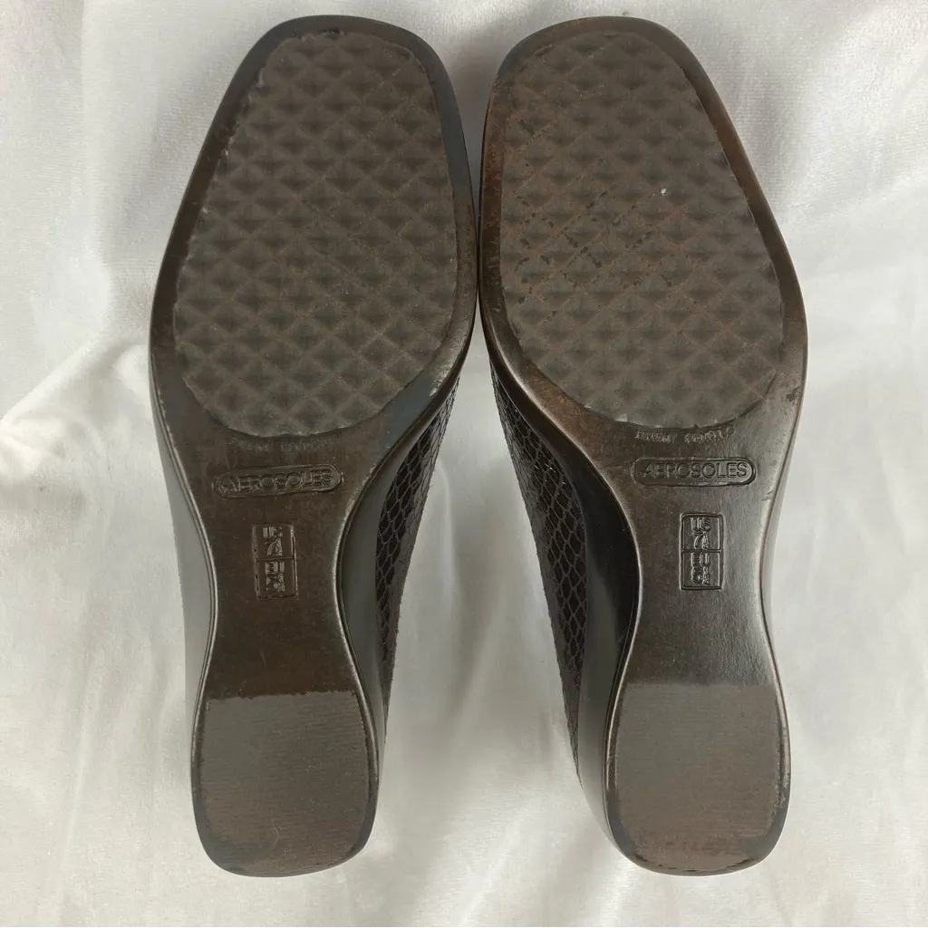 Aerosoles Womens Brown Crocodile Textured "Final Exam" Wedge Loafers Sz 7.5 - Image 7