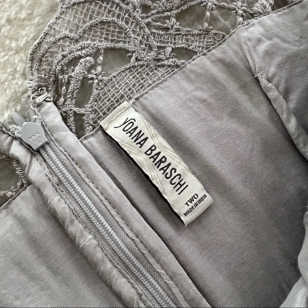 Gray Celestine Silk Lace Sleeveless Cocktail Dress - Image 13