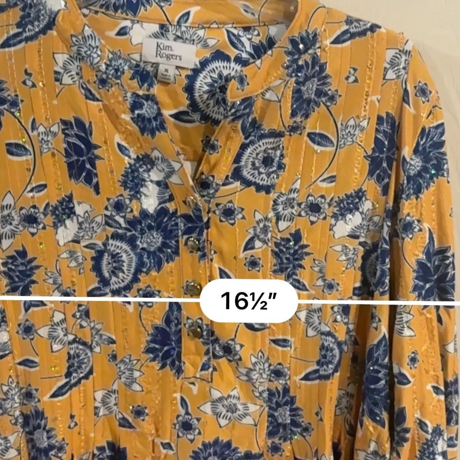 Kim rogers yellow and blue floral blouse - Image 5