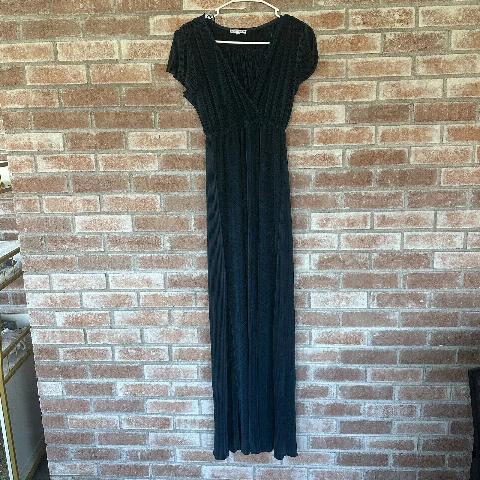 Baltic Born Athena Maxi Dress Gown Pleated Teal Blue Small - Image 2