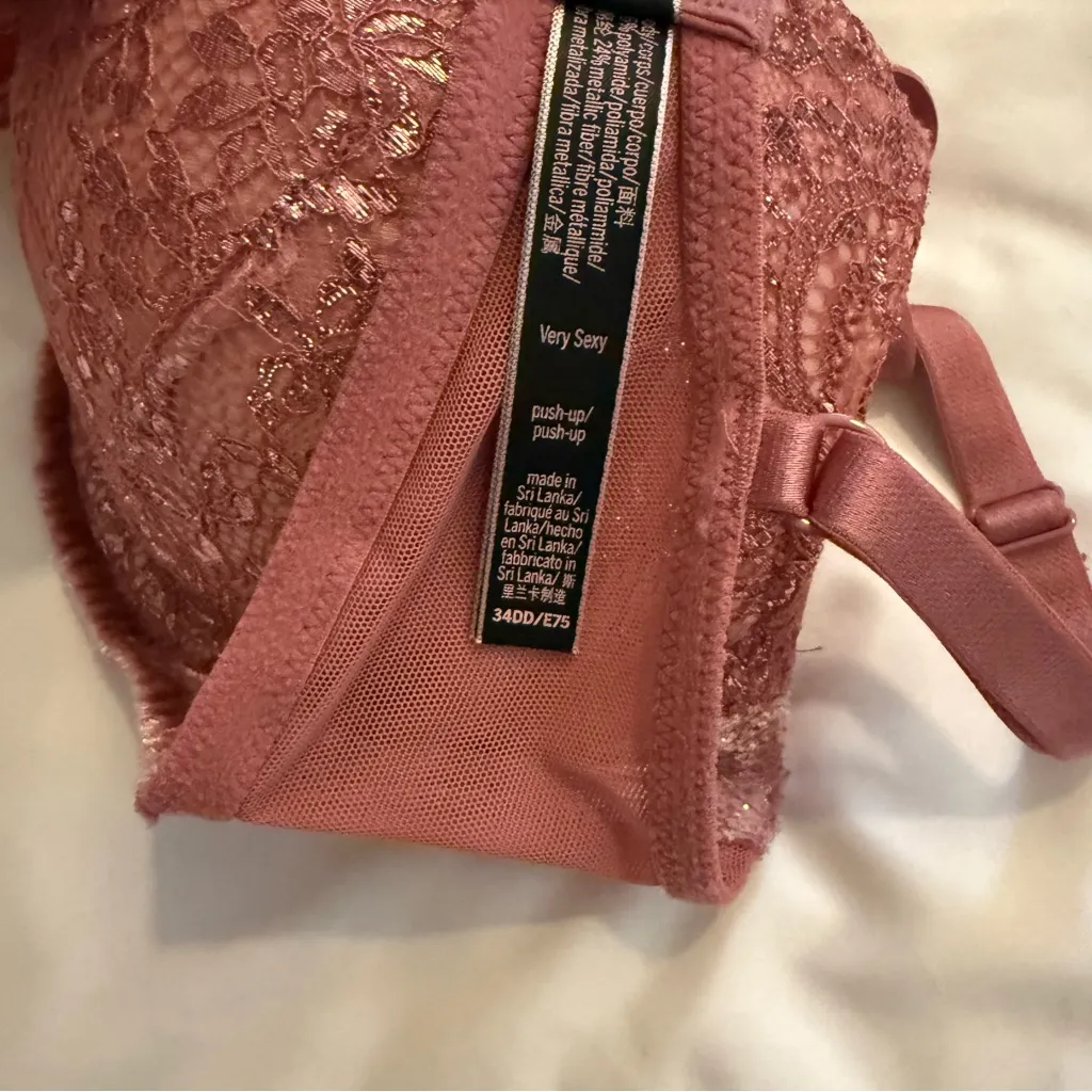 Like New Vintage Very Sexy Shimmer Lace and Velvet Push Up Bra - Image 2