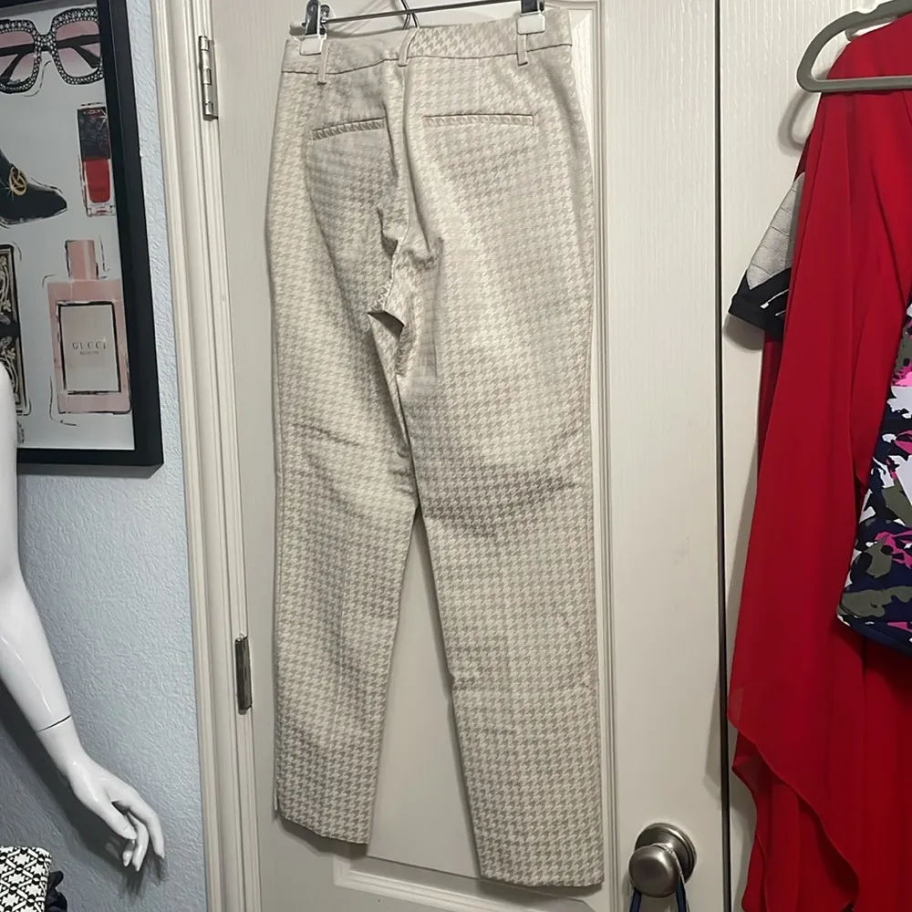 💙💖 Peserico Cream Houndstooth Handmade Pants Gold Size 4 - Image 3