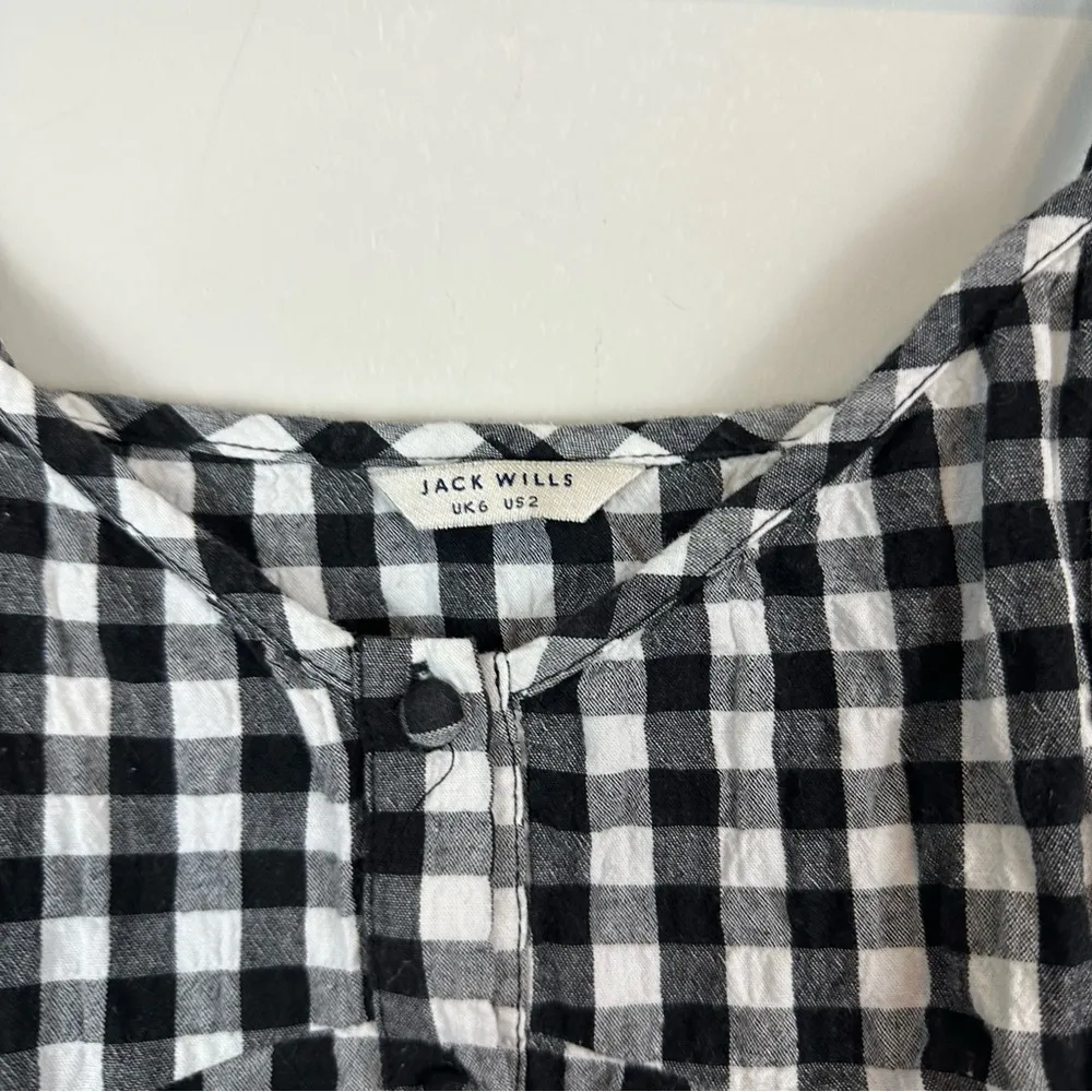 Jack Wills | Black and White Gingham Button Front Sleeveless Top Size 2 - Image 2