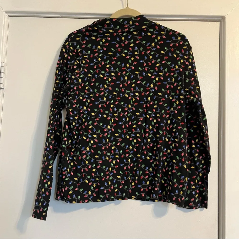 Ugly Christmas Sweater turtleneck black Christmas lights mock neck holidays Size M - Image 6