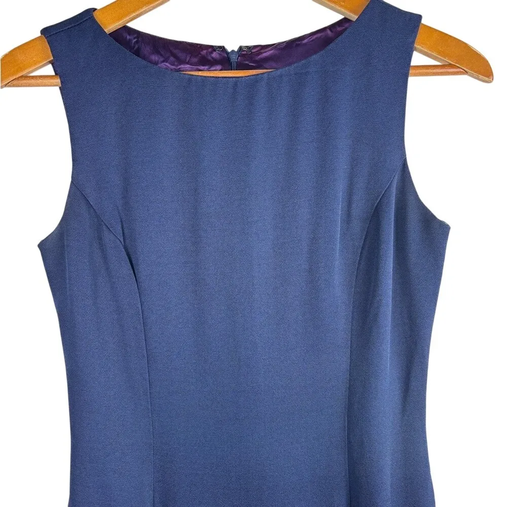 Scott McClintock Vintage Size 6 Navy Blue Knee Length Sheath Dress Modest Formal - Image 3