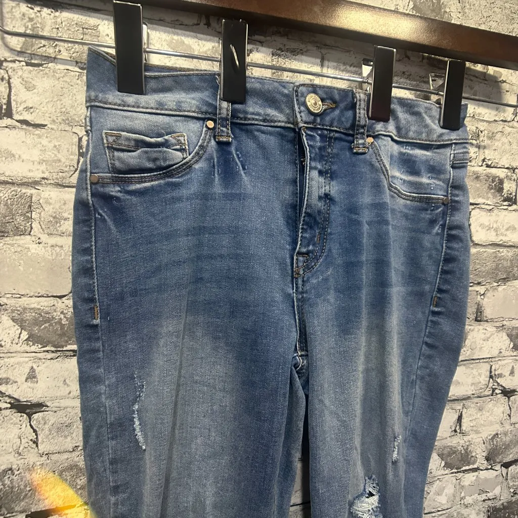 EUC REWASH New York Los Angeles Distressed Mid Rise Skinny Jeans Size 5/27 - Image 3