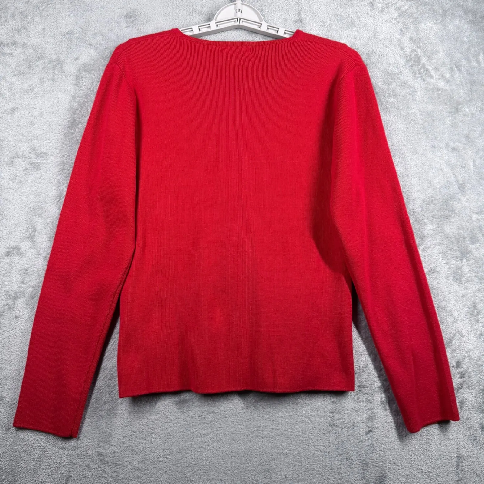 Erik Spencer Red Zip Up Cardigan Sweater Medium Ribbed Knit Preppy Casual Office - Image 3