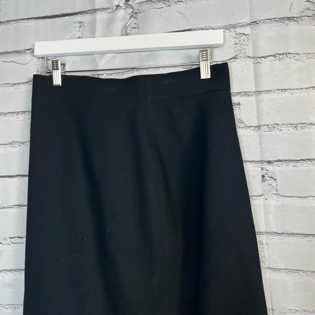 Vintage Gianni Sport Black Wool Midi Pencil Skirt 10 Minimalist Preppy Office - Image 5
