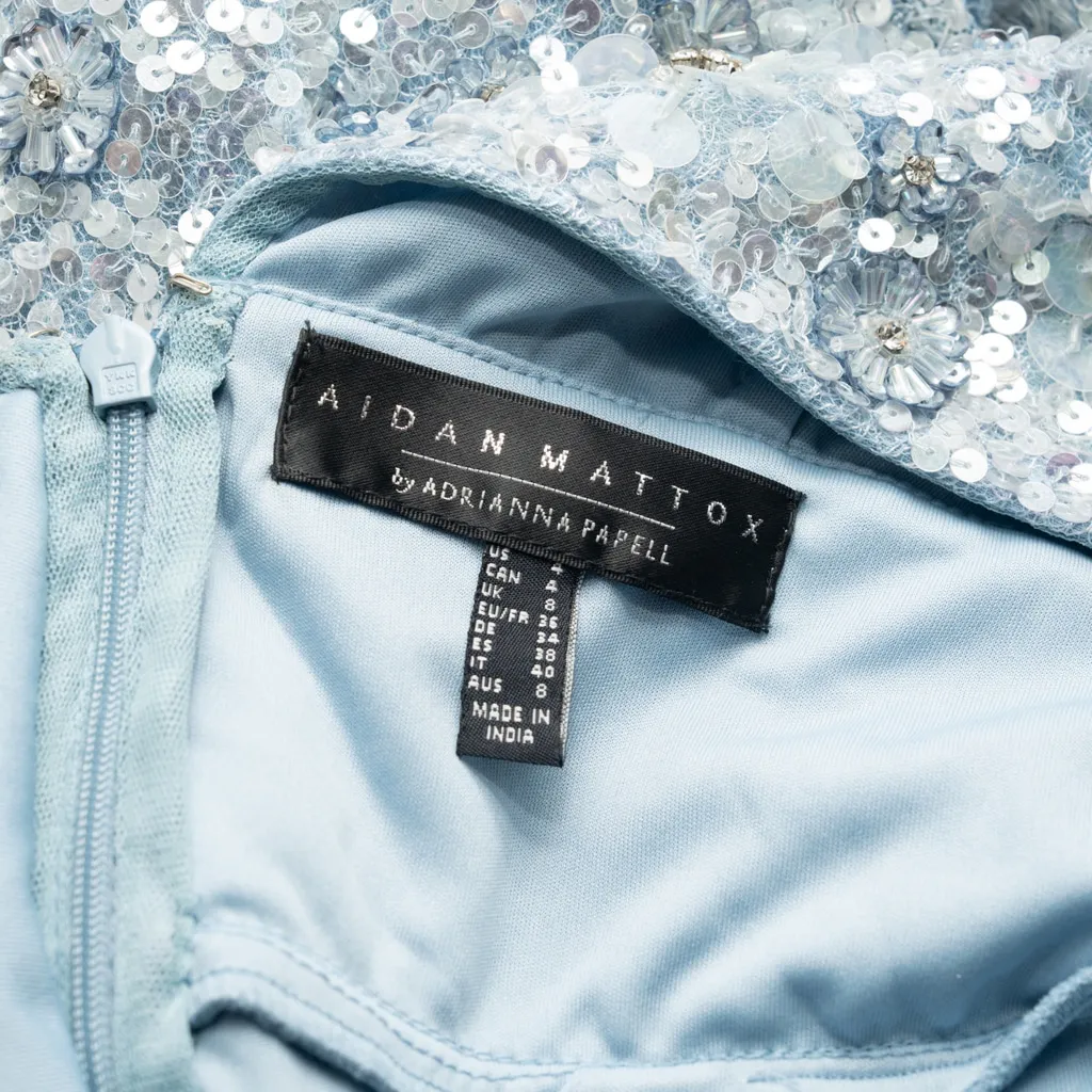 Aidan Mattox - Retro Floral Beaded Cocktail Sheath Dress - Image 5