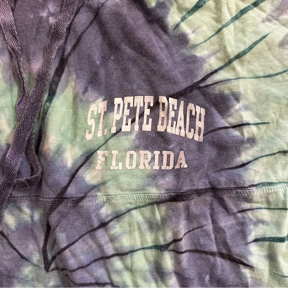 St. Pete Beach Florida Tie-Dye Print Hoodie Womens size Large - Image 2