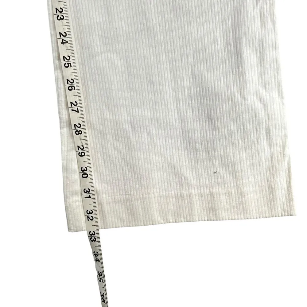 Cynthia Steffe Pants Women 8 White Linen Blend Pinstripe Flare Retro Y2K Coastal - Image 10