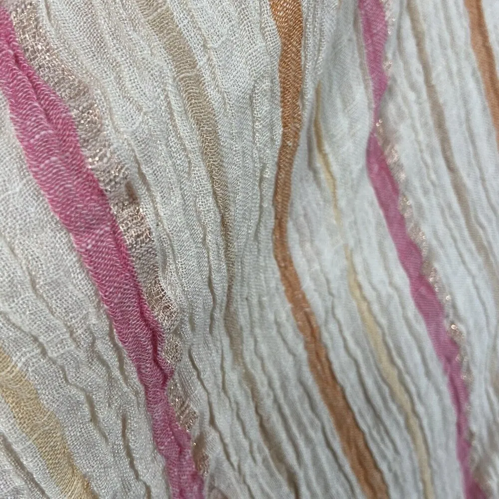 Vince Camuto‎ Kimono Cardigan Cotton Shine Ruana Sunset O/S Pink Gold Stripe - Image 4