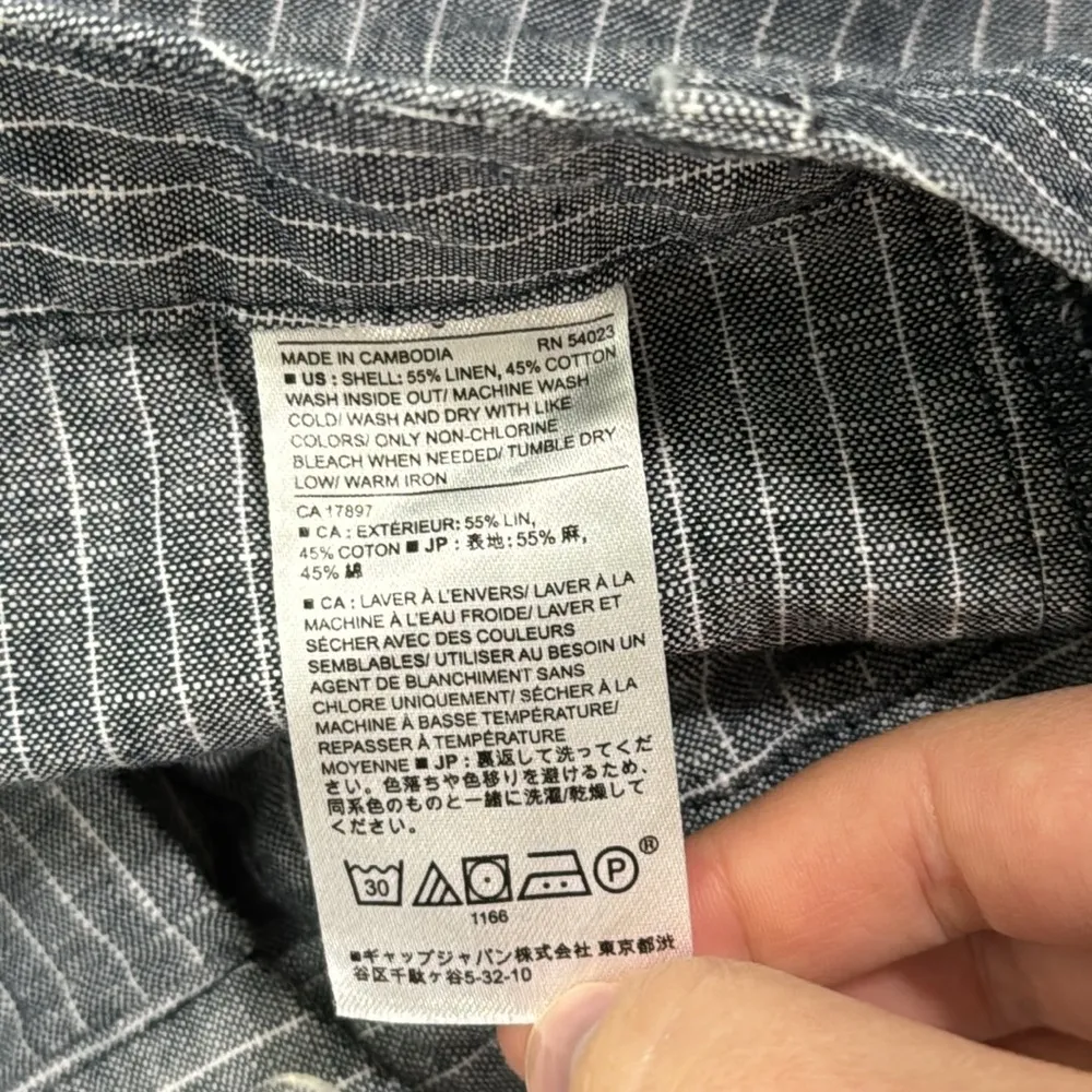 Banana Republic Factory pinstripe linen blend mini shorts size 0 Blue - Image 9