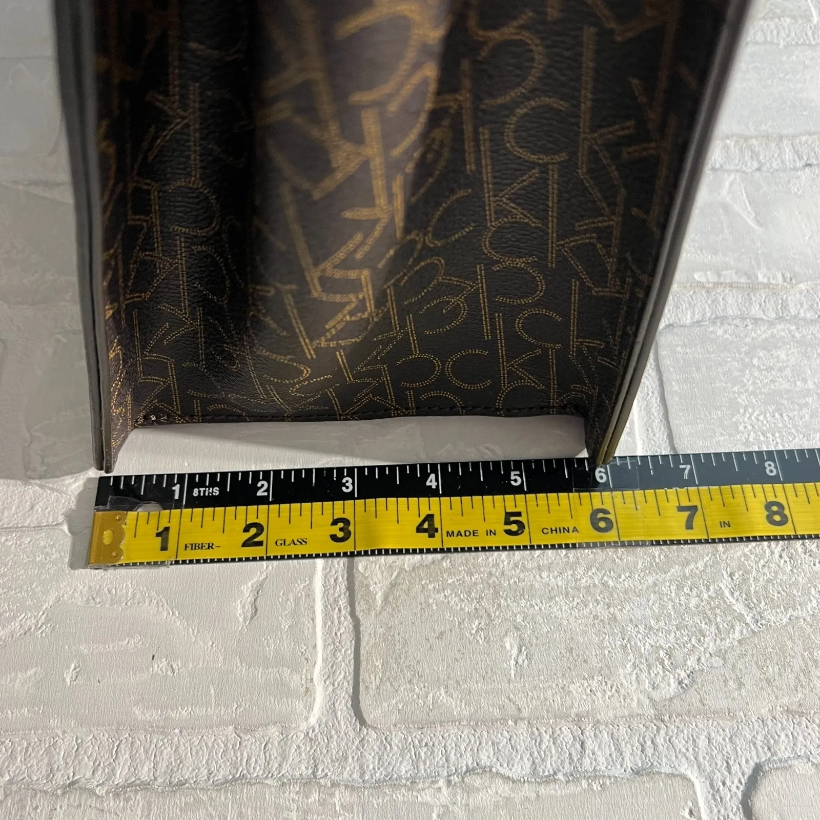 Calvin Klein Signature Tote Shoulder Bag Brown CK Monogram‎ Print Brown Leather - Image 14