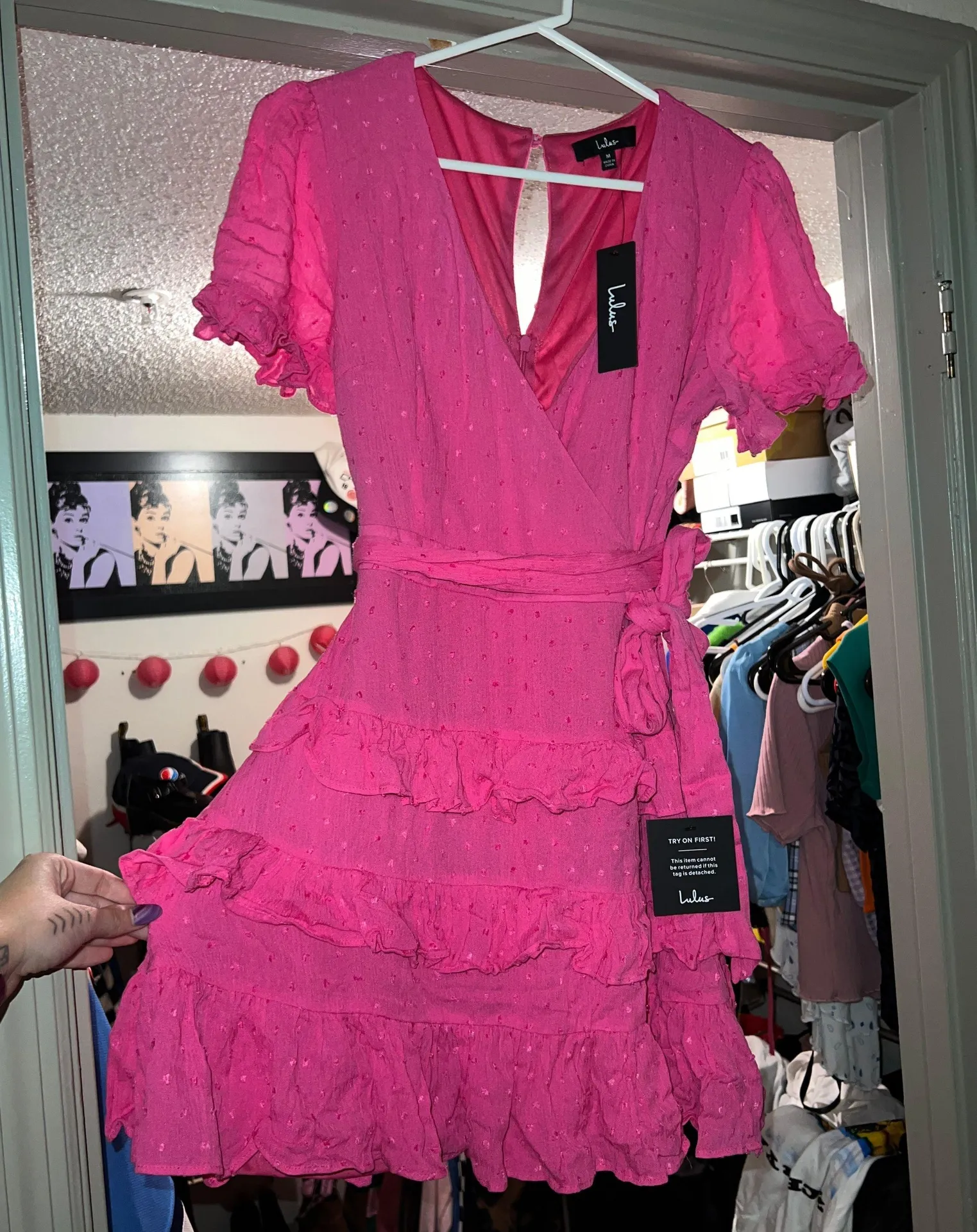 Lulu’s Pink Wrap Mini Dress - Image 3