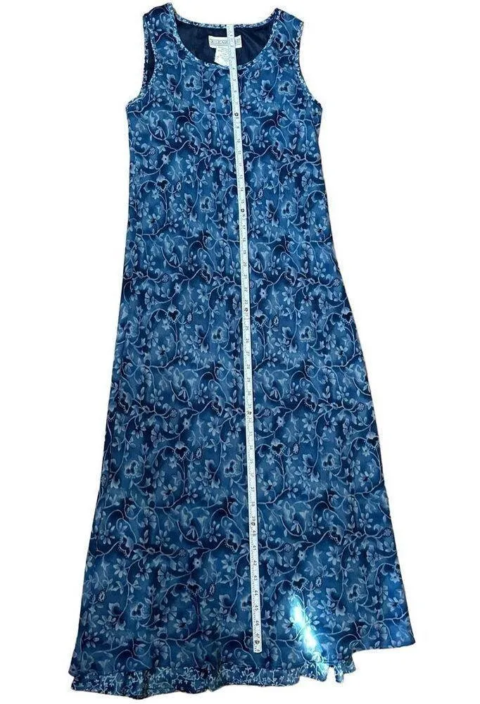 Jessica Howard womens vintage blue floral print sleeveless maxi dress sz 6 90s s - Image 6