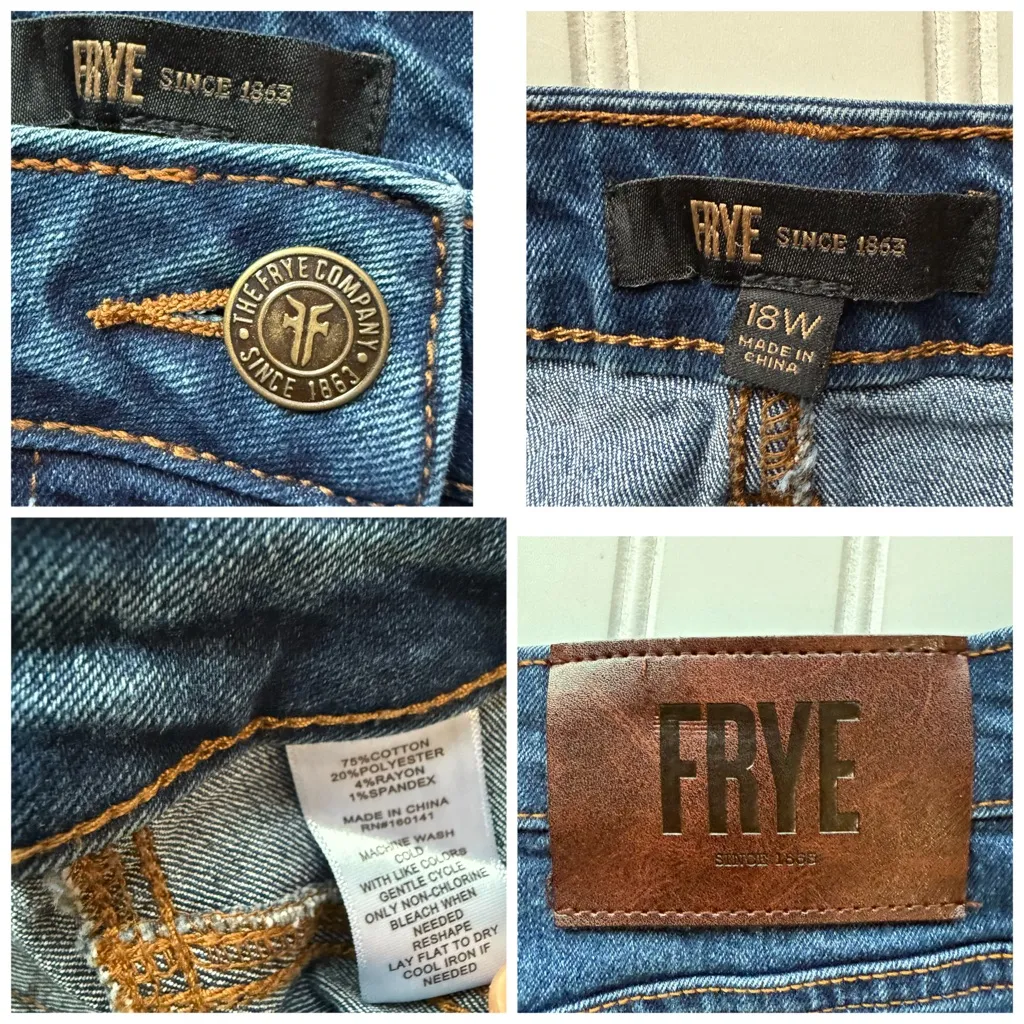 Frye Denim Skirt WOMENS 18W Blue Stretch A-Line Button Down Cowgirl Western Mini - Image 3