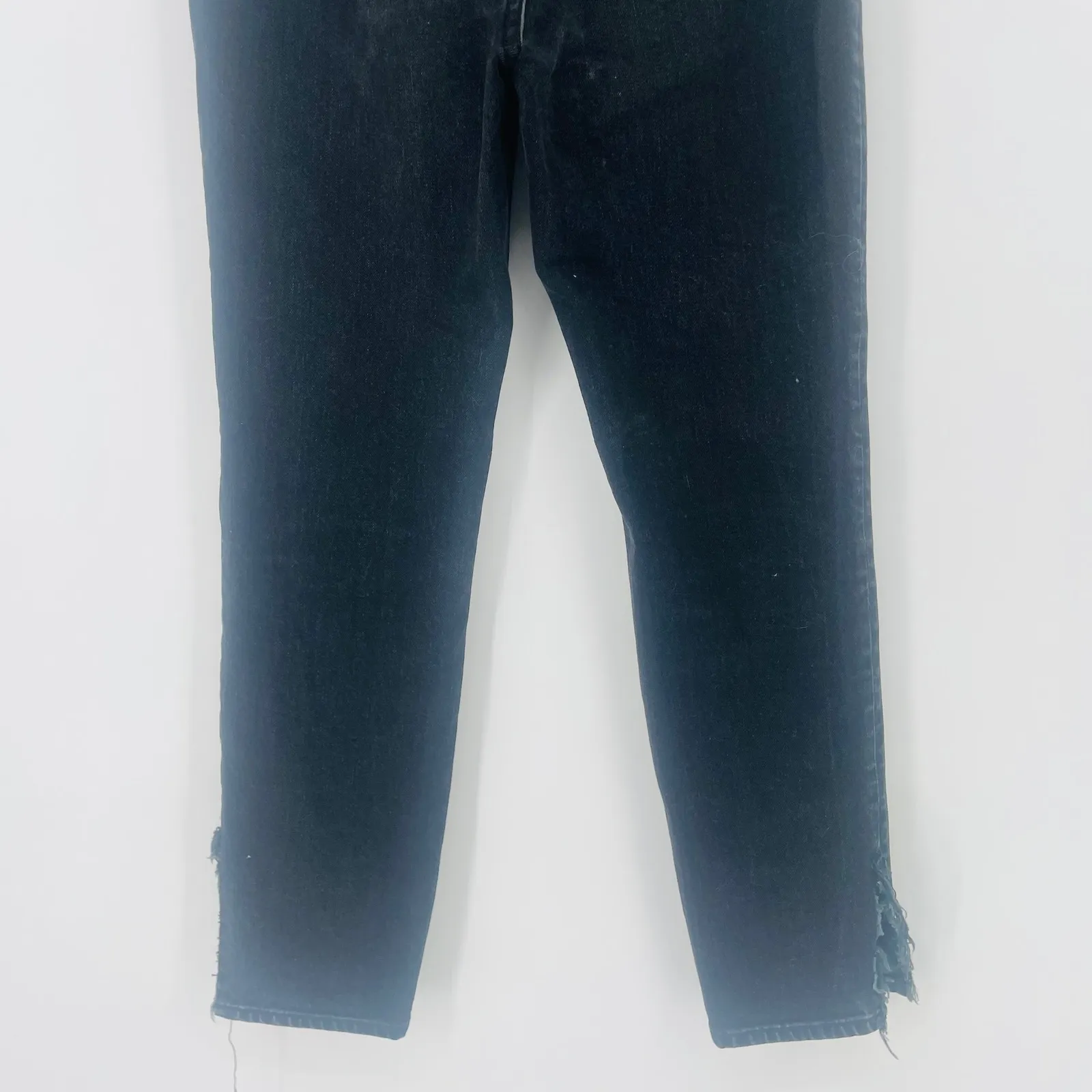 ROLLAS Dusters High Rise Slim Straight Leg Jeans Black Washed Size 27 Split Hem - Image 10