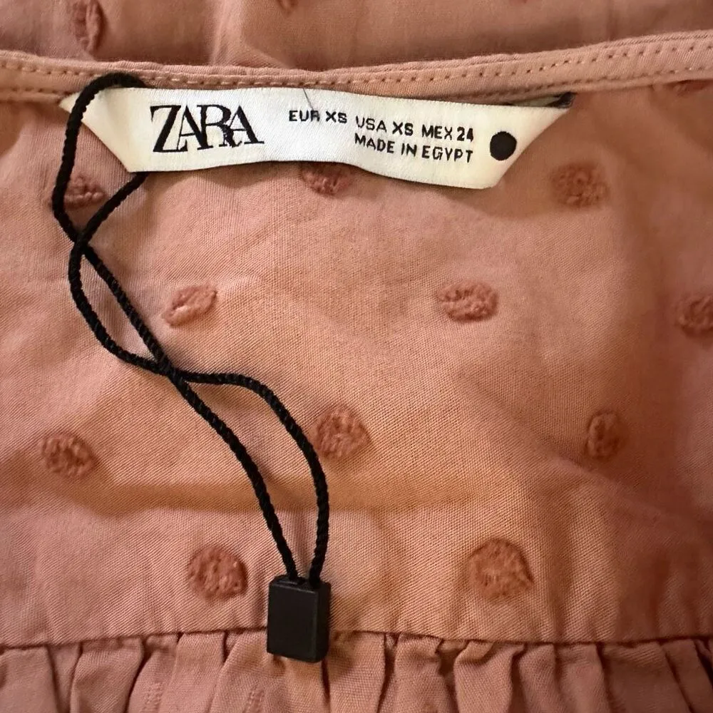 ZARA Swiss Dot Blouse with Voluminous Sleeves Size XS - Image 9