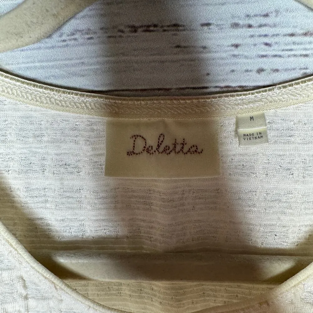 Anthropologie Deletta Mira Cream Ivory Textured Waffle Knit Sleeveless Tank M - Image 4