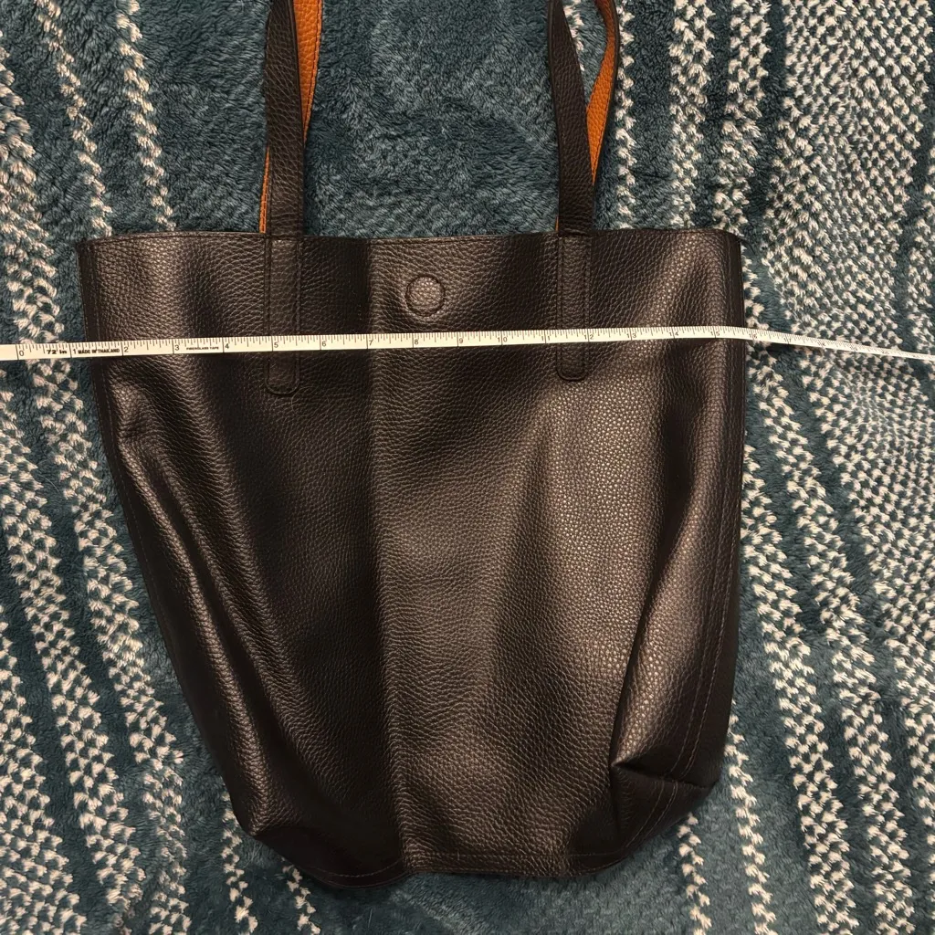 Faux Leather Tote Brown - Image 4