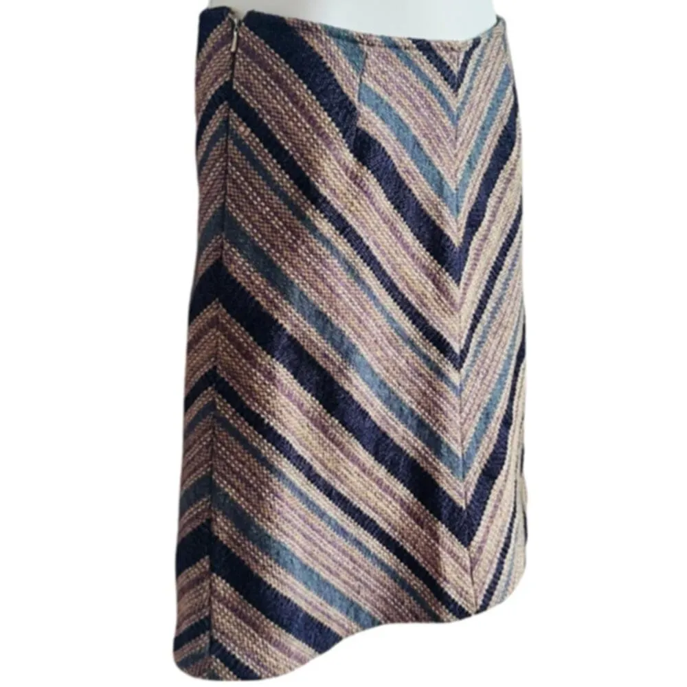 Vintage Purple Blue Tan Striped Tweed Skirt Suit Japanese 90s 6 Cynsia Command - Image 8