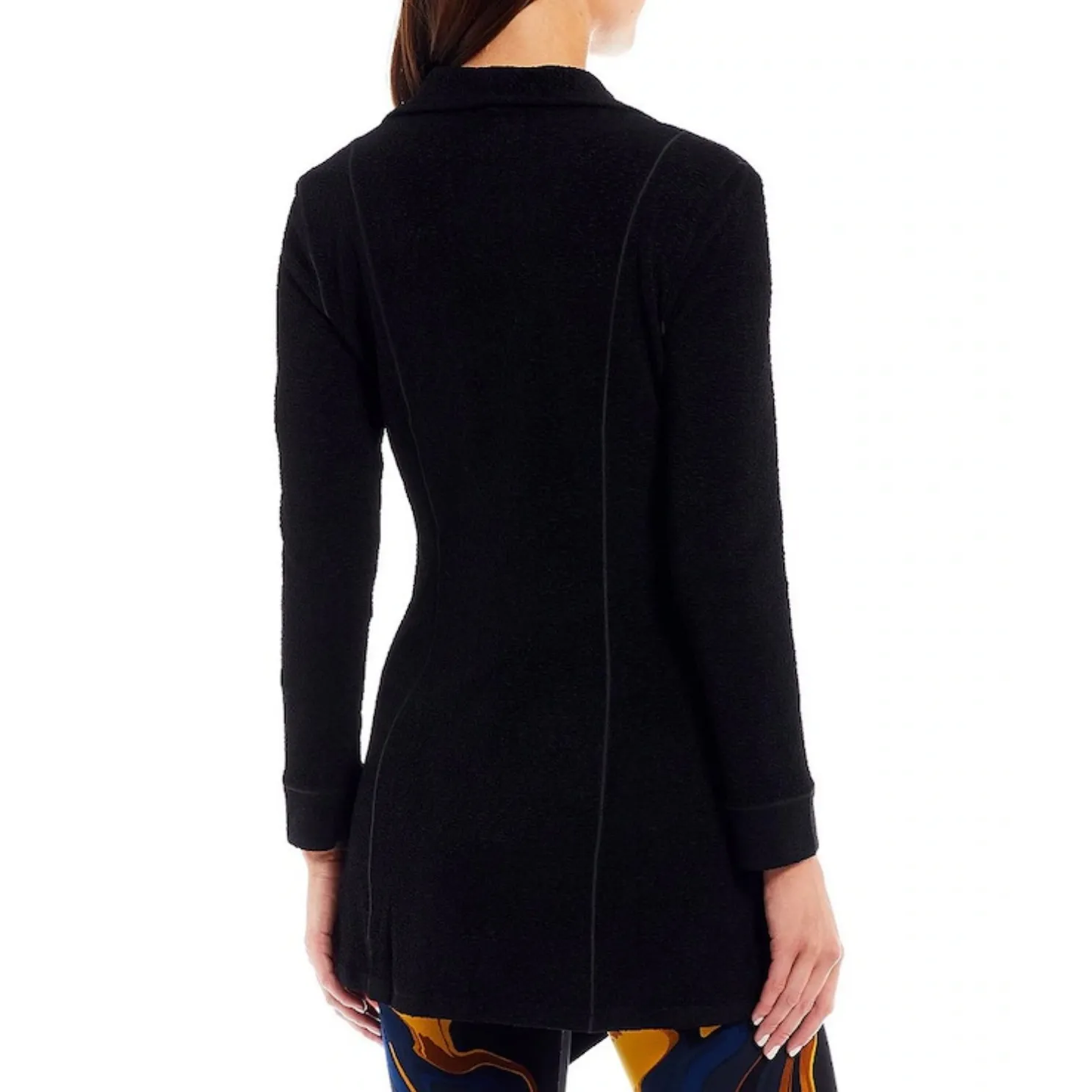 Eva Varro Barcelona Claret Red Pebble Textured Knit Open Lapel Long Jacket Small - Image 9