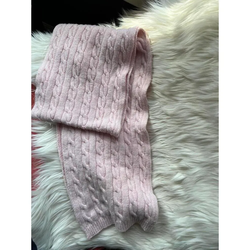 Ralph Lauren Polo Cozy Pink Cable Knit Scarf - Image 2