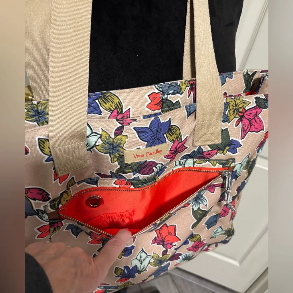 Vera Bradley Lighten Up Expandable Tote In Falling Flowers Neutral Pattern - Image 7