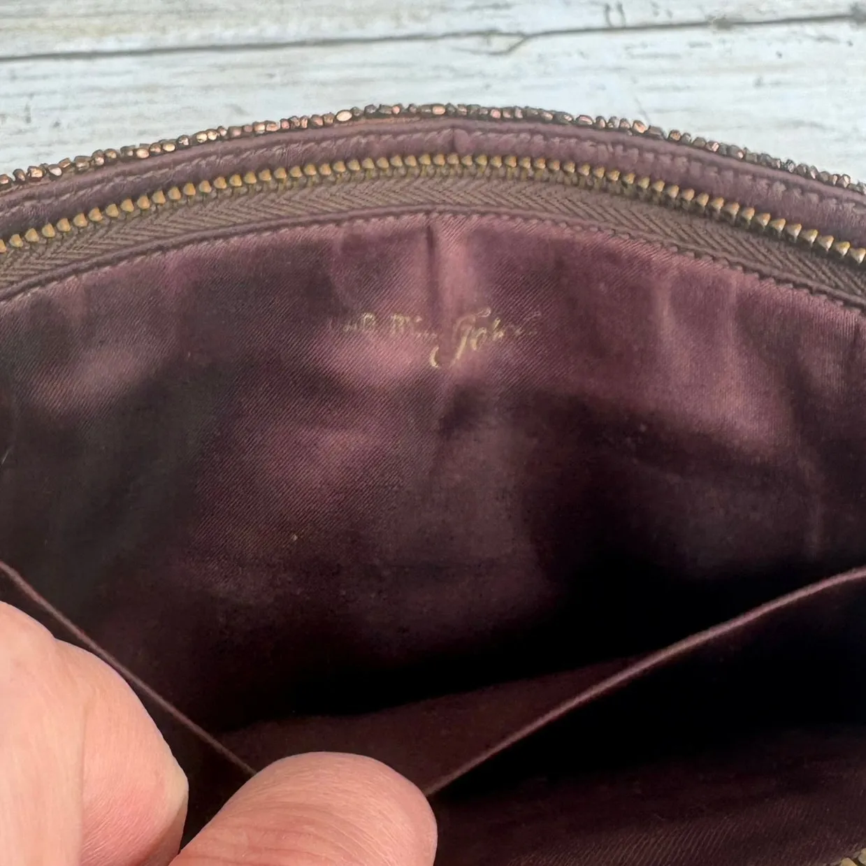 VTG Bag By Josef Beaded Clutch Purse Bronze Metallic Zip Top Evening Glam Disco Brown - Image 11